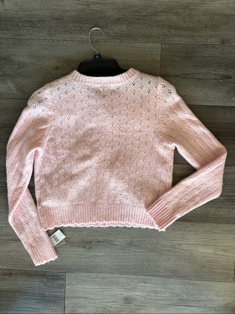 Women’s Light Pink Heart Appliqué Knit Cardigan - Romantic, Cute - NWT Sz small - Picture 2 of 5